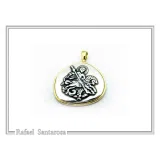 St George Killing Dragon Necklace Byzantine Talisman: Sterling Silver Oxidised & 18K Gold-Filled