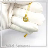 Sky Blue Topaz Rosette Pendant Sterling Silver 18k Gold Filled Pave Cluster Necklace Handmade