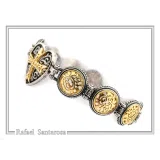 Byzantine Maltese Cross Holy Heart Knights Bracelet: Oxidized Sterling Silver and 18K Gold Filled