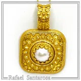 Genuine pearl Byzantine Filigree handmade Pendant: Sterling Silver 18K Gold Filled