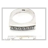 Handmade Greek Key String Meander Design Ring: Oxidized Sterling Silver Elegant Ring