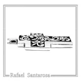 Boho Cross Necklace: Brutalist Floral Oxidized Sterling Silver Pendant