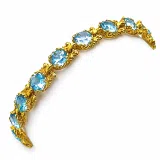Genuine Brilliant cut Topaz Beaded Tennis Bracelet: 18K Gold Filled Byzantine Filigree Bracelet
