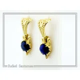 Byzantine Filigree Genuine Lapis Lazuli Delicate Earrings: Sterling Silver 18K Gold-Filled