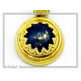 Lapis Lazuli Filigree Pendant: Ancient Greek Art genuine stone Sterling Silver K18 Gold-Filled,