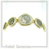 Beaded Museum Greek Coins Bracelet: Oxidised and 18K Gold Filled Sterling Silver replicas