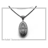 Natural Pearl on Byzantine Ornaments Pendant: Oxidized Sterling Silver and 18 Karat Gold Filled