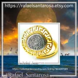 Greek Calendar Phaistos Disc on Greek Key Ring: Oxidized Sterling Silver, 18K Gold Filled