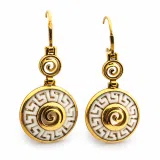 Handmade Marble Greek Key Spiral Dangle Earrings: Sterling Silver 18K Gold-Filled