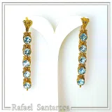 Sky Blue Topaz Vintage Drop Dangle Earrings, 18K Gold Filled Silver, Bridal Jewelry Gift