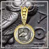 Ancient Greek Athena Owl Tetradrachm Coin Pendant: Sterling Silver, 18K Gold Filled, Museum Jewelry