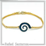 Spiral Sea Blue Enamel Charm Bracelet: Eternity Symbol of Galaxy 18K Gold Filled Silver