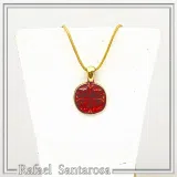 Extra Tiny Protection cross coin icxc nika necklace, red enamel, gold filled Sterling silver.