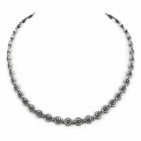 Spiral Eternity Symbol Beaded Necklace: Ancient Greek Museum Replica Jewelry Oxidized Sterling Silver