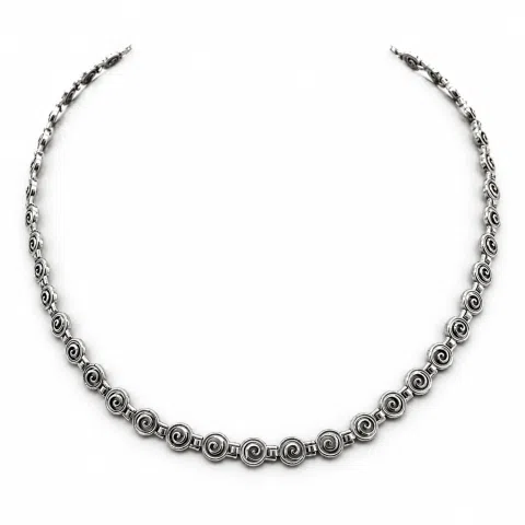 Spiral Eternity Symbol Beaded Necklace: Ancient Greek Museum Replica Jewelry Oxidized Sterling Silver