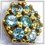 Sky Blue Topaz Rosette Pendant Sterling Silver 18k Gold Filled Pave Cluster Necklace Handmade