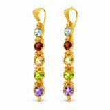 Byzantine Filigree Multi Gemstone Dangle Beaded Earrings: 18k Gold-Filled Sterling Silver