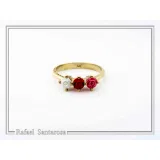Sculptured Alabaster Rose Flowers Floral Statement Ring: 18K Gold-Filled Sterling Silver