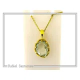 Filigree Bezel on Natural Sky Blue Topaz Pendant: Sterling Silver 18K Gold-Filled