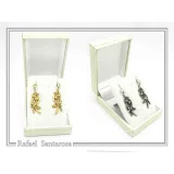 Olive Leaf Branch Drop Earrings Greek Mythology Peace Symbol: Oxidized Sterling Silver