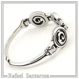 Spiral Eternity Symbol Beaded Ring: Handmade Oxidized Sterling Silver