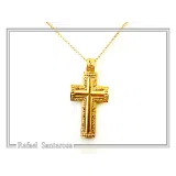Byzantine Filigree Christian Religious Cross Pendant 18K Gold Filled Sterling Silver