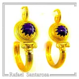 Genuine Lapis Lazuli Greek Column Hoop Earrings: 18K Gold-Filled Sterling Silver, Museum Jewelry