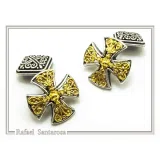 Byzantine Religious Cross Cufflinks: Oxidized & 18k Gold Filled Filigree Sterling Silver Christian cufflinks