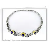 Genuine Lapis Lazuli Olive Branch beaded Nature Symbol Necklace, Floral Sterling Silver Jewelry