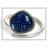 ICXC NIKA "Jesus Christ Conquers" Blue Enamel Christogram Talisman Ring: Solid Sterling Silver