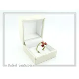 Red & White Roses Alabaster Gems Bouquet Adjustable Floral Statement Ring: 18k Gold Filled Silver