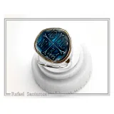 ICXC NIKA "Jesus Christ Conquers" Blue Enamel Christogram Talisman Ring: Solid Sterling Silver