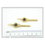 Natural Lapis Lazuli Greek Column Museum Earrings: Sterling Silver 18K Gold Filled Filigree Bezel