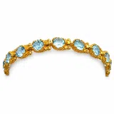 Genuine Brilliant cut Topaz Beaded Tennis Bracelet: 18K Solid Gold Byzantine Filigree Bracelet