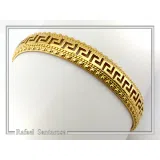 Greek Key Meander Design Adjustable Cuff Bracelet: Sterling Silver 18K Gold Filled