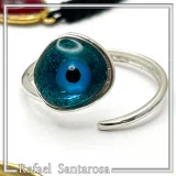 Handmade Enamel Evil Eye Talisman Adjustable Ring: 18k Gold Filled Sterling Silver
