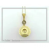 Greek Marble Sunflower Spiral Pendant: 18k Gold-Filled Sterling Silver Necklace
