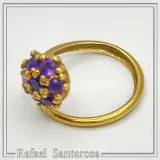 Sterling Silver 18K Gold Filled Rosette Ring • 7 Amethysts, Topaz, Peridot, Garnet Options