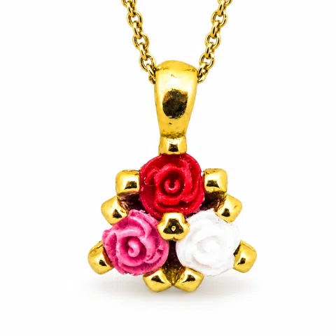 Handmade Rose flowers Pendant Necklace: 18K Gold-Filled Sterling Silver Floral Charm for girls