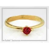 Alabaster Rose Shaped Gem Handmade Statement Ring: Love Symbol 18k Gold-Filled Sterling Silver