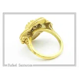 Byzantine Christian Cross Genuine Lapis Lazuli Ring: 18K Gold Filled Sterling Silver Filigree