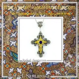 Natural Lapis Lazuli Byzantine Religious Cross: Oxidized Sterling Silver and 18K Gold Filled
