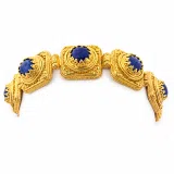 Lapis Lazuli Byzantine Bracelet Sterling Silver 18k Gold Filled Filigree Granulation Jewelry