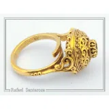 18k Solid Gold Byzantine Natural Gemstone Filigree Statement Ring: Handmade Boho Ring For Her