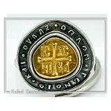 Jesus Christ Victorious ICXC NIKA Byzantine Talisman Adjustable Ring: 18K Gold & Oxidized Sterling Silver