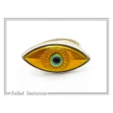 Evil Eye Protection Talisman Adjustable Ring: Transparent Coloured Enamel on Sterling Silver, Talisman Jewelry