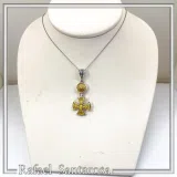 Byzantine Cross Necklace Sterling Silver Oxidized & 18K Gold Filled Handmade Pendant, Medieval Christian Jewelry