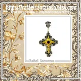 African Genuine Amethyst Byzantine Cross Necklace: Oxidized Sterling Silver & 18K Gold Filled