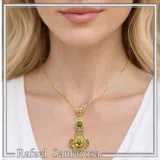 Byzantine Cross Pendant Sterling Silver 18k Gold Filled Peridot 5mm Gemstone Brilliant Cut Necklace
