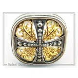 Byzantine Cross Statement Ring: Sterling Silver, 18K Gold Filled, Greek Orthodox Religious Ring